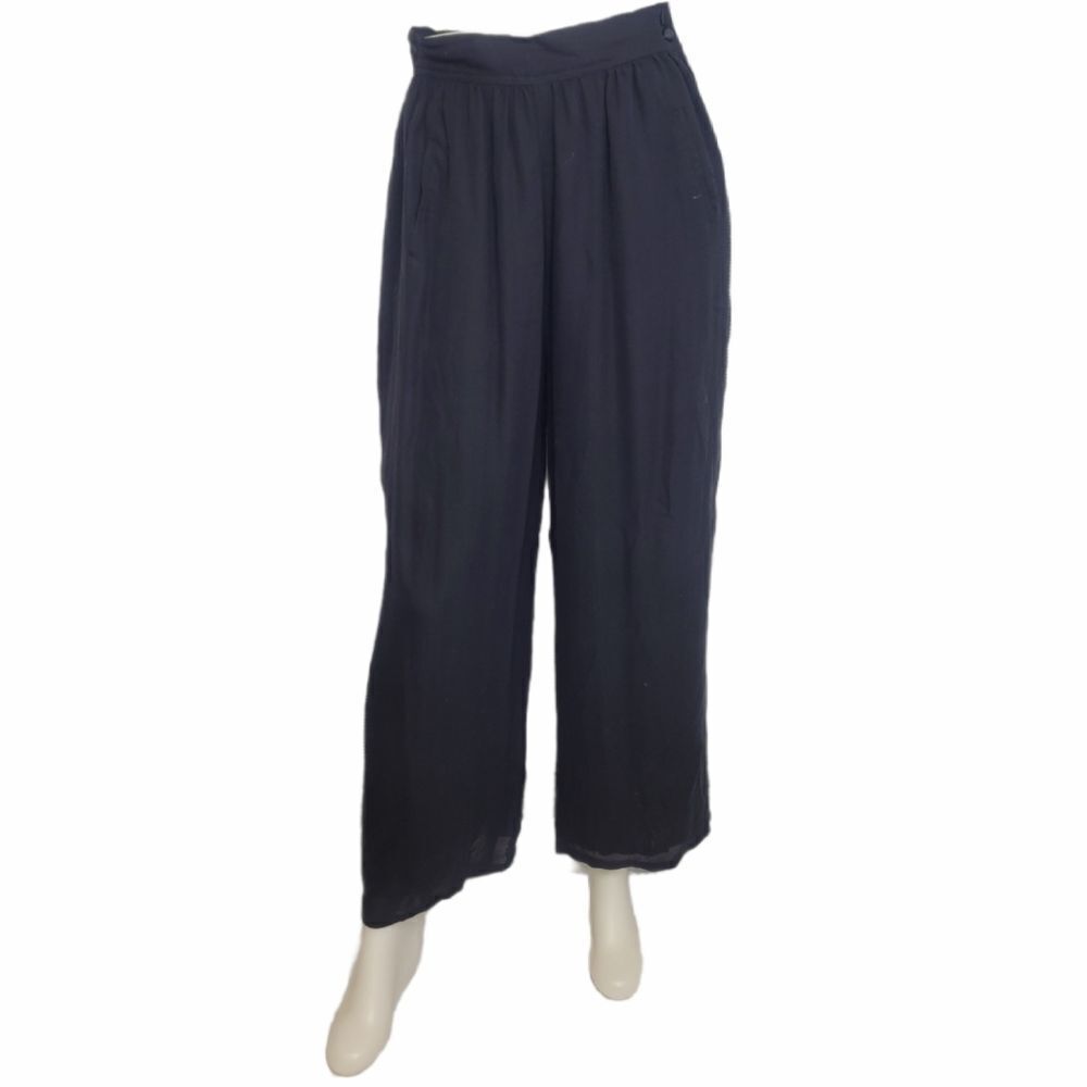 VINTAGE 90s pants black wide chiffon palazzo high waist M